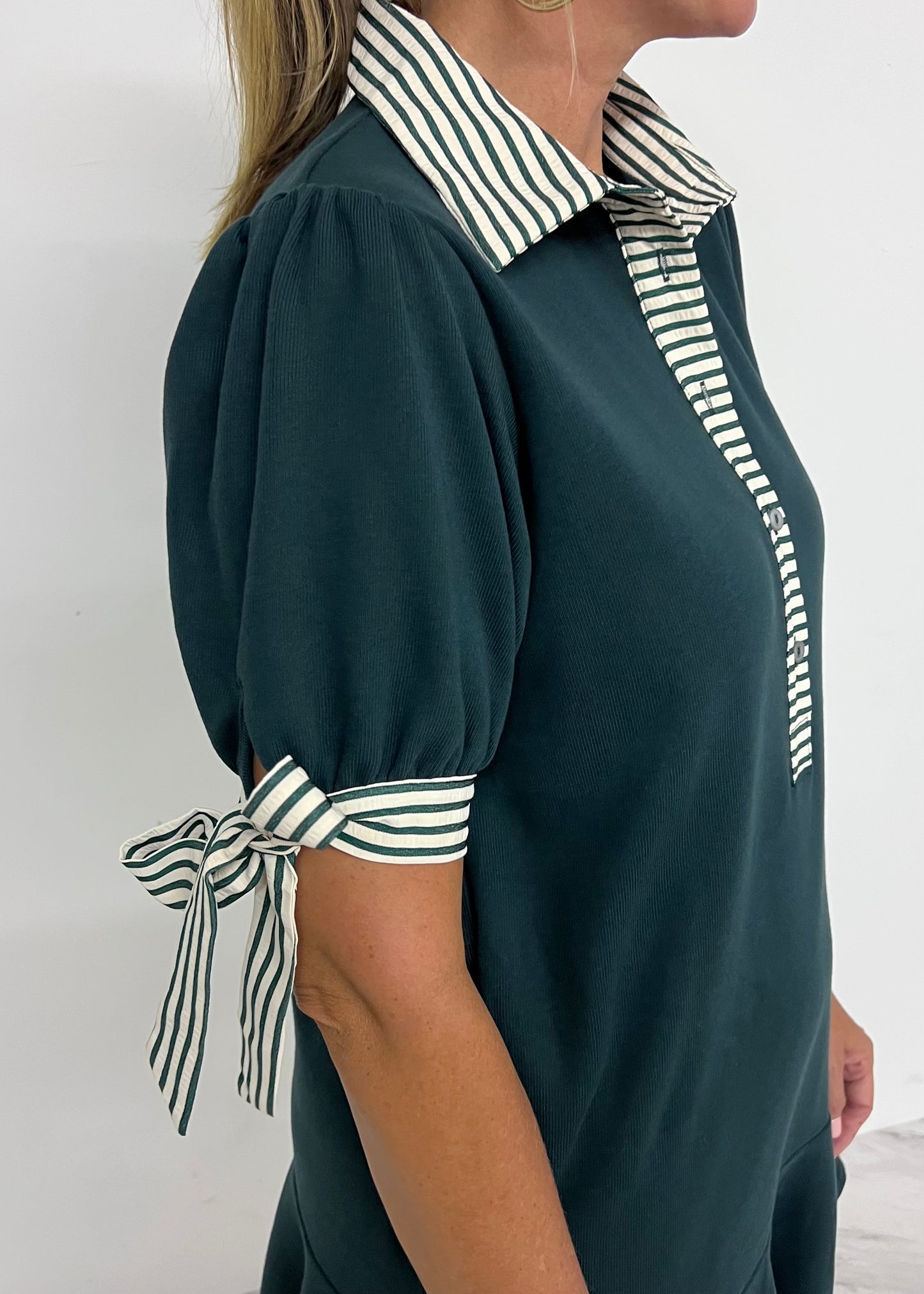 Waverly Stripe Detail Dress (Green)