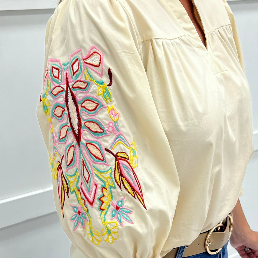 Calloway Embroidered Sleeve Top