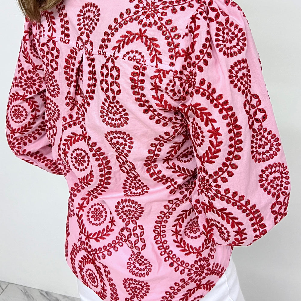 
                  
                    Val Pink + Red Embroidered Top
                  
                