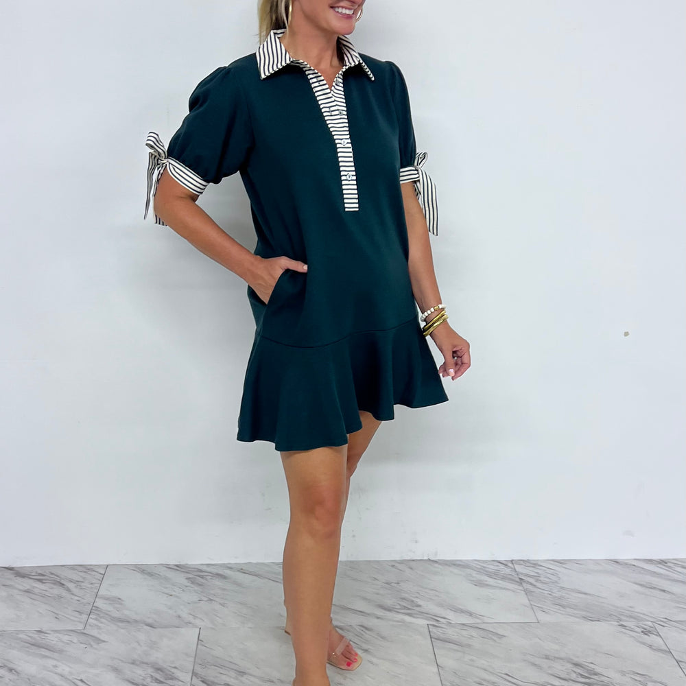 
                  
                    Waverly Stripe Detail Dress (Green)
                  
                