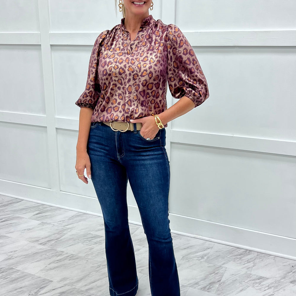 Luna Leopard Top (Wine)