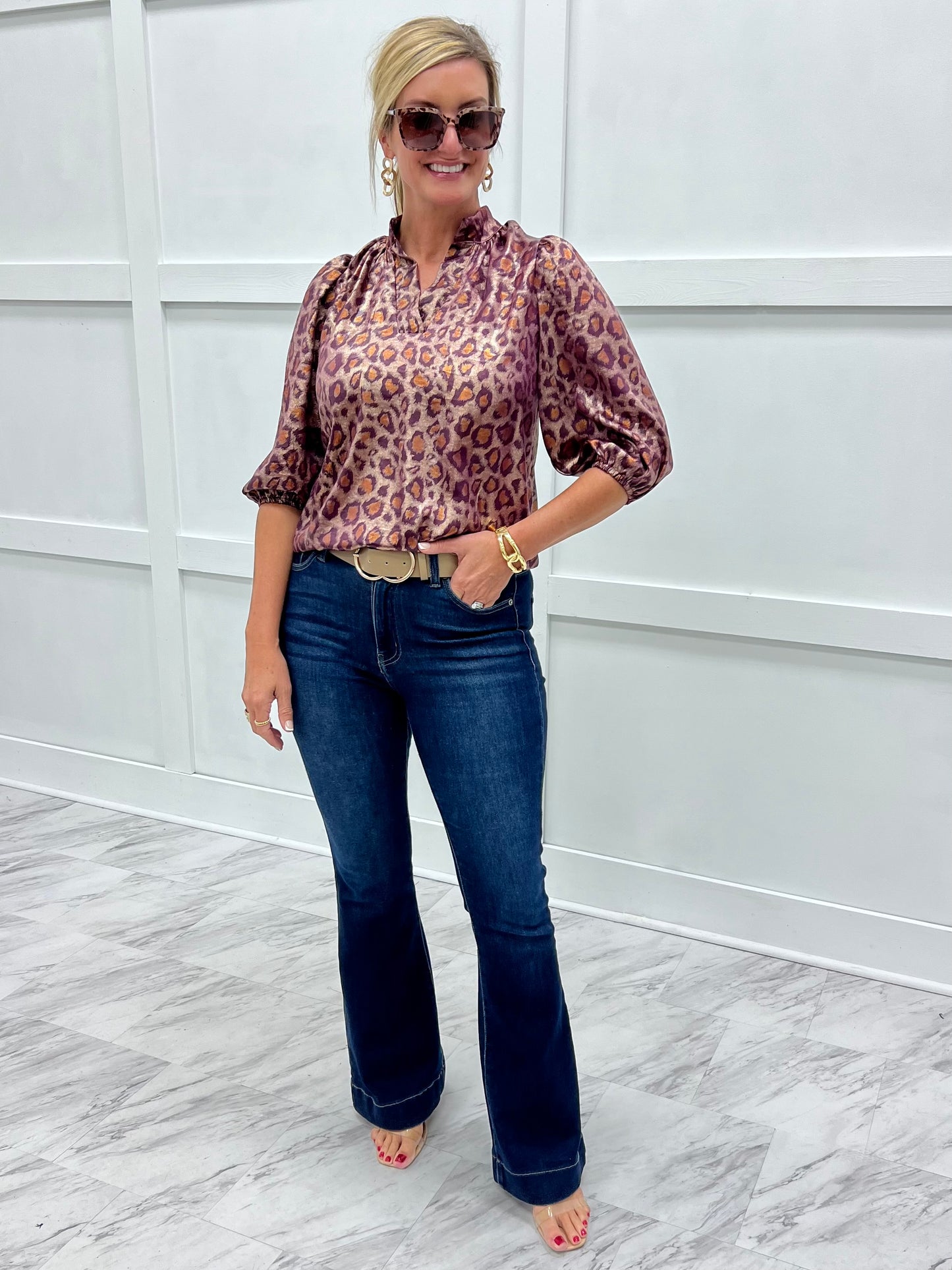 Luna Leopard Top (Wine)