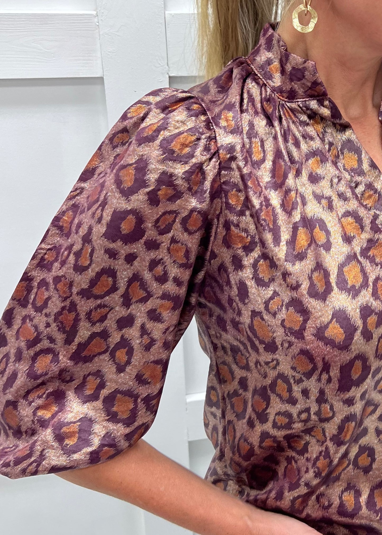 Luna Leopard Top (Wine)