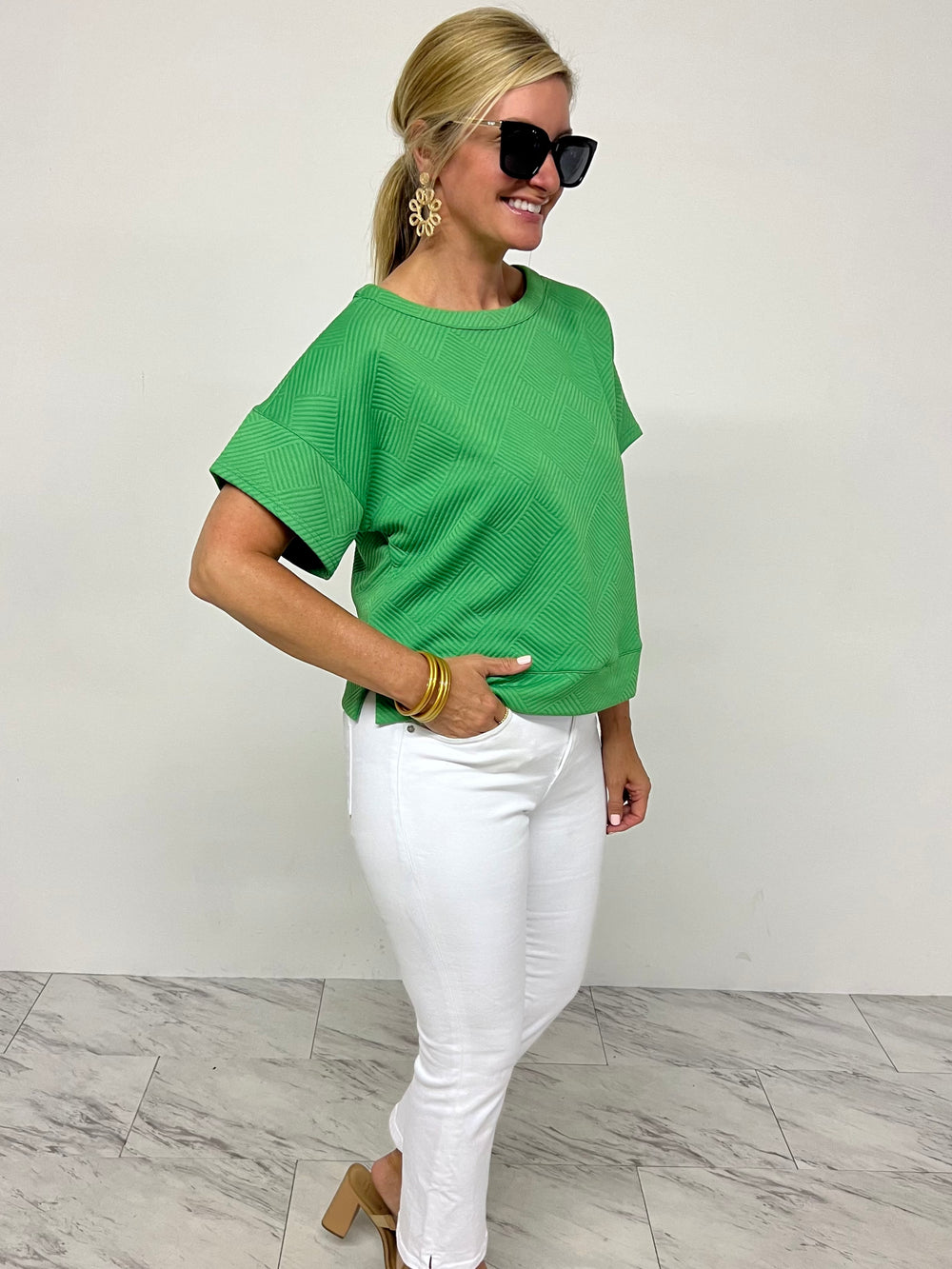 Greer Green Textured Top