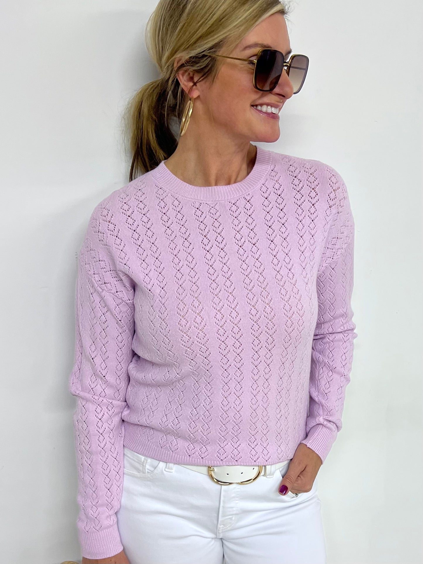 Luxe Lavender Pointelle Sweater - FINAL SALE