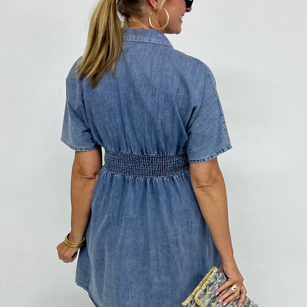 
                  
                    Western Pintuck Denim Dress
                  
                