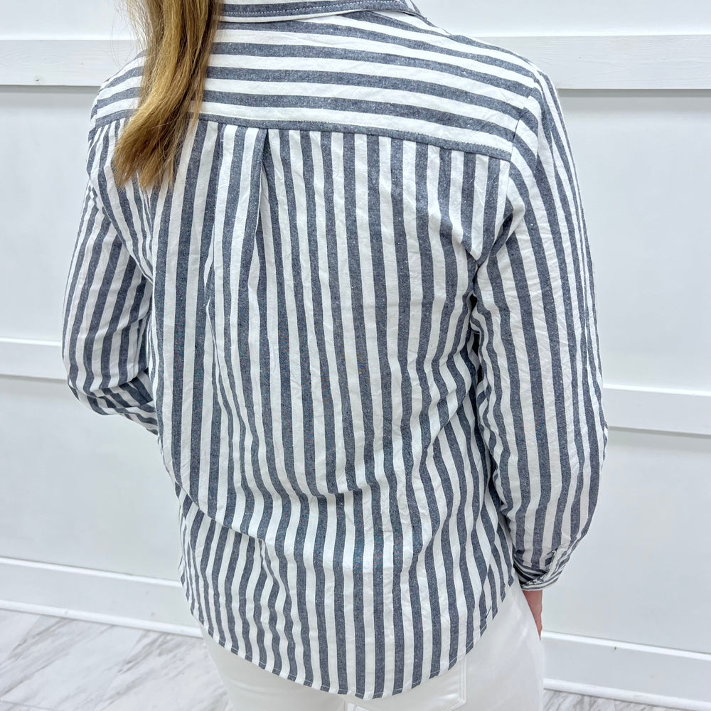 Pasha Button Front Top (Navy)