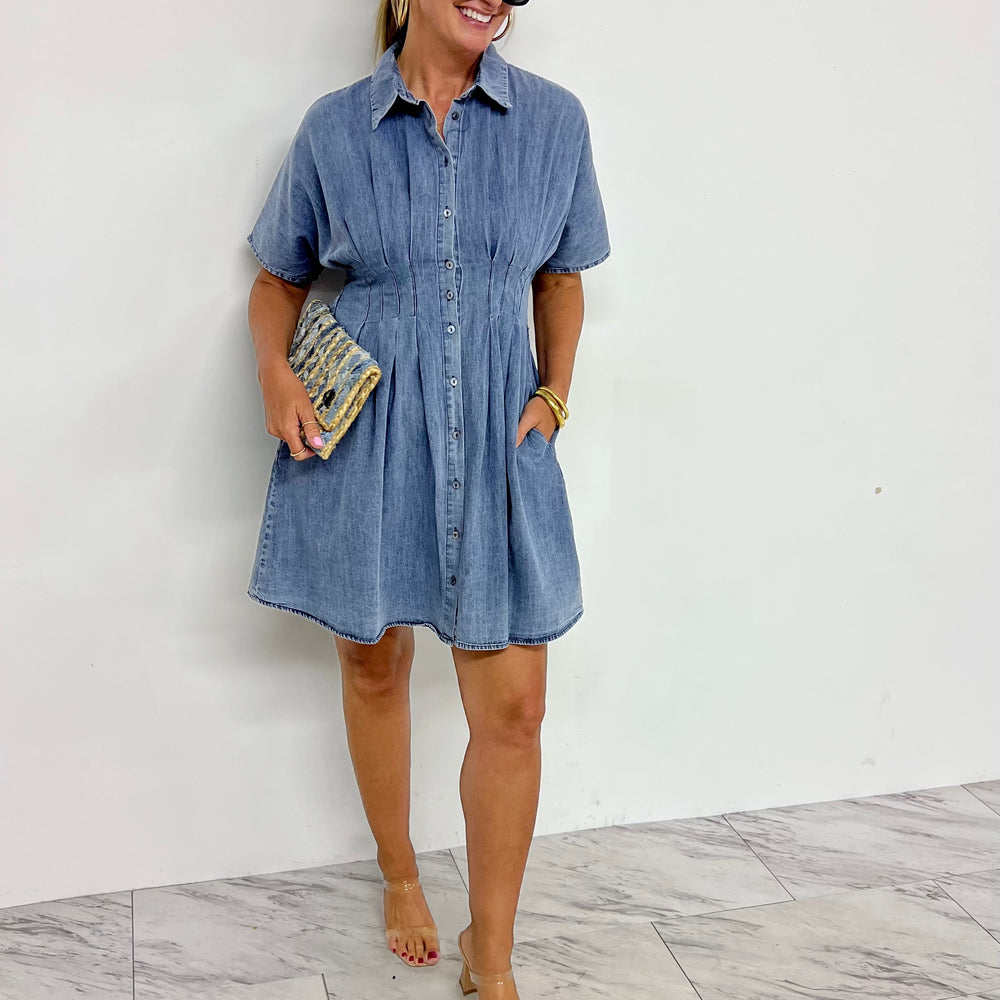 
                  
                    Western Pintuck Denim Dress
                  
                