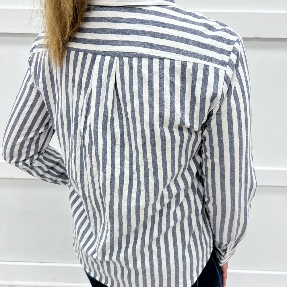 Pasha Button Front Top (Navy)