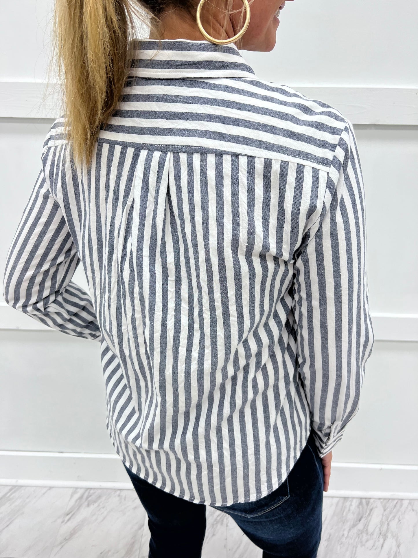 Pasha Button Front Top (Navy)