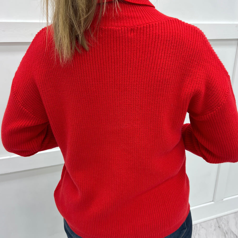 
                  
                    Ashlyn Button Sleeve Turtleneck Top (Red)
                  
                