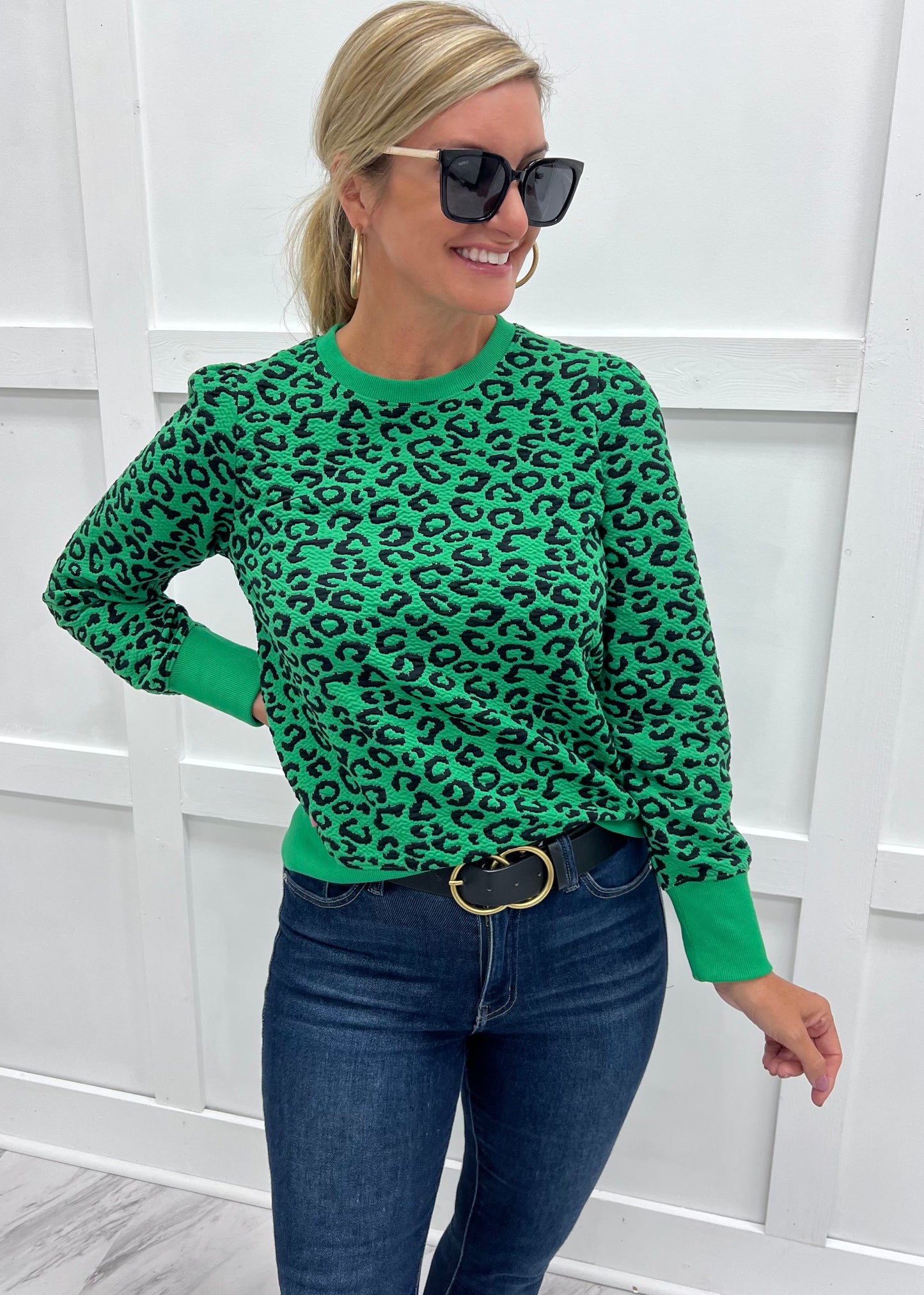Wild Green Leopard Spotted Top