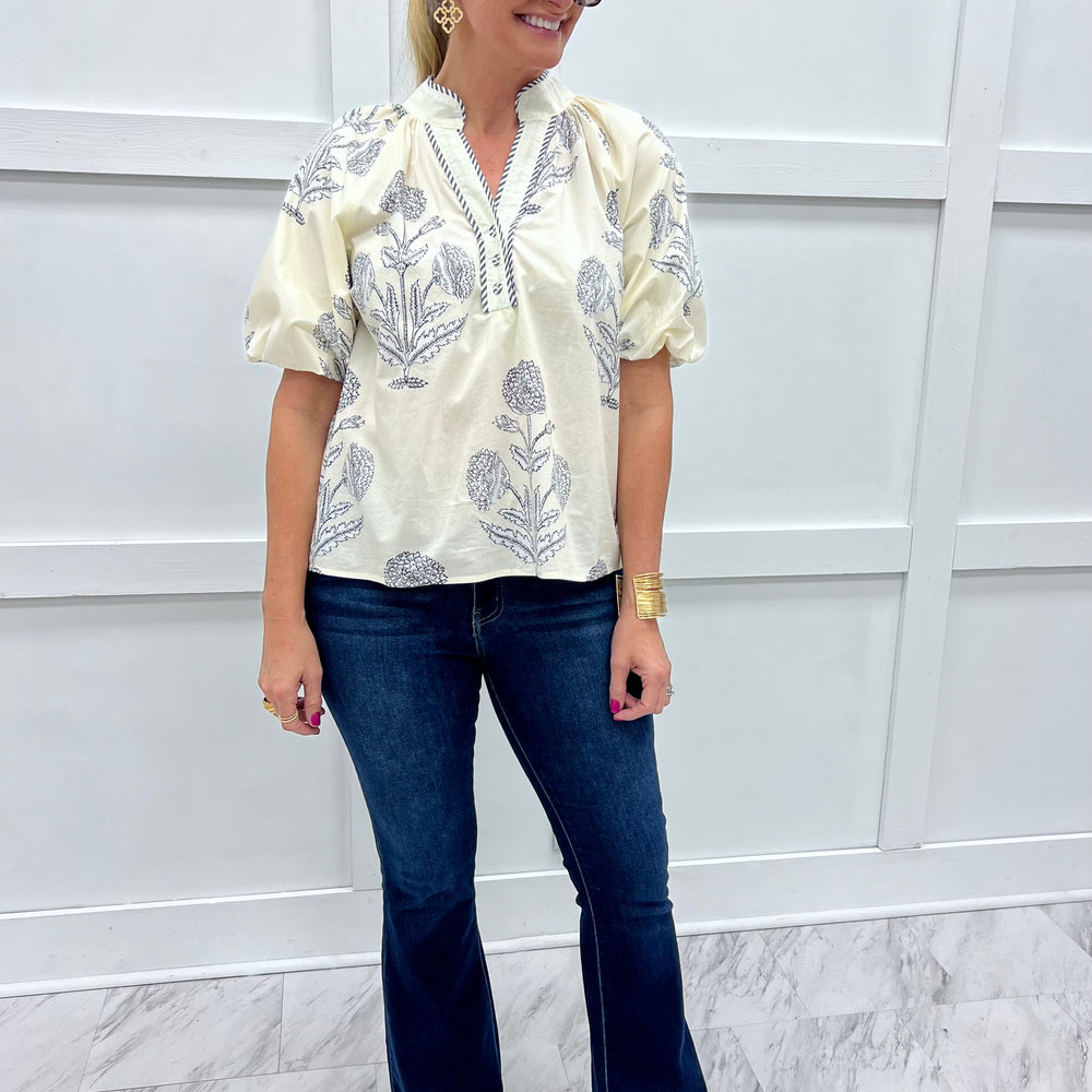 Rowan Floral + Stripe Top