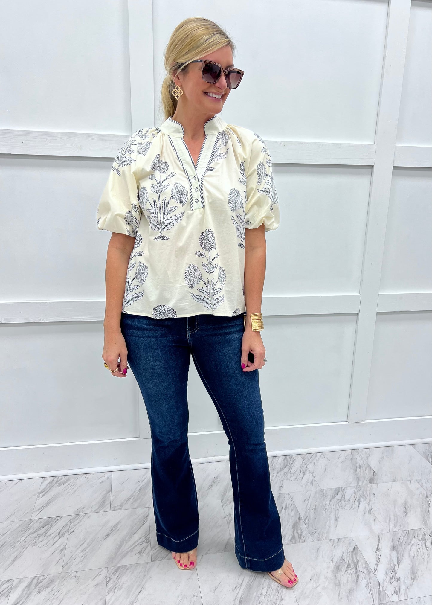 Rowan Floral + Stripe Top