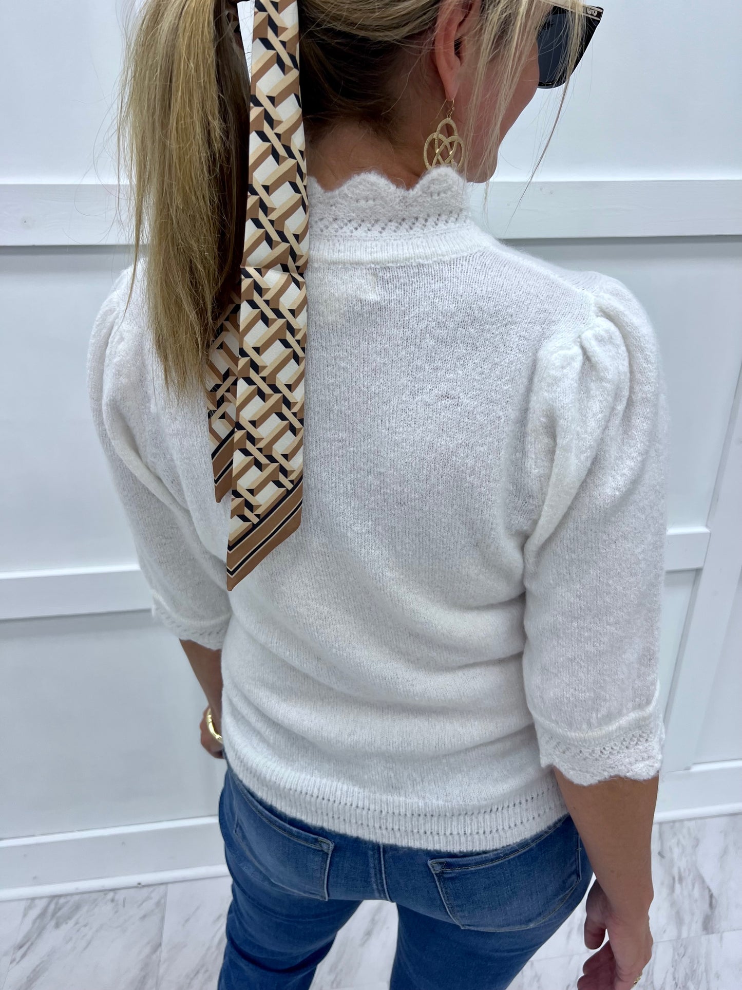 Elevate Scallop Sweater (Winter White)