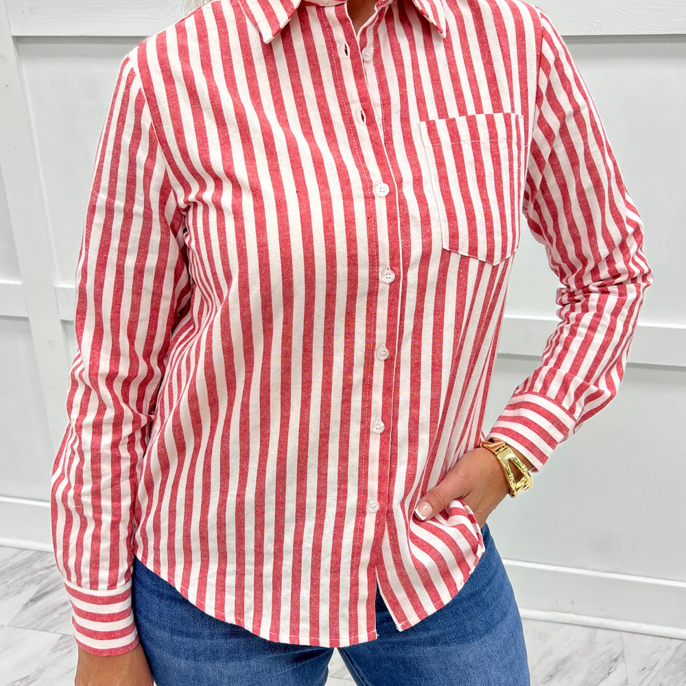 Pasha Button Front Top (Red)