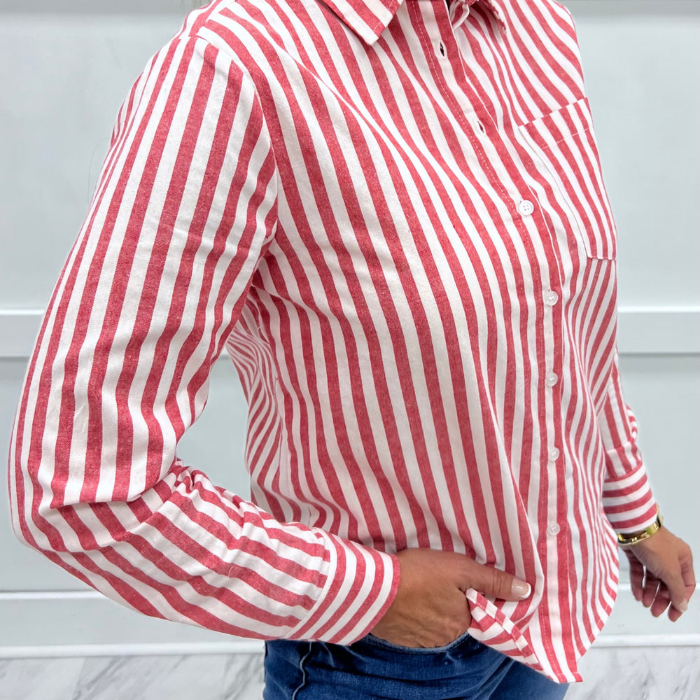 Pasha Button Front Top (Red)