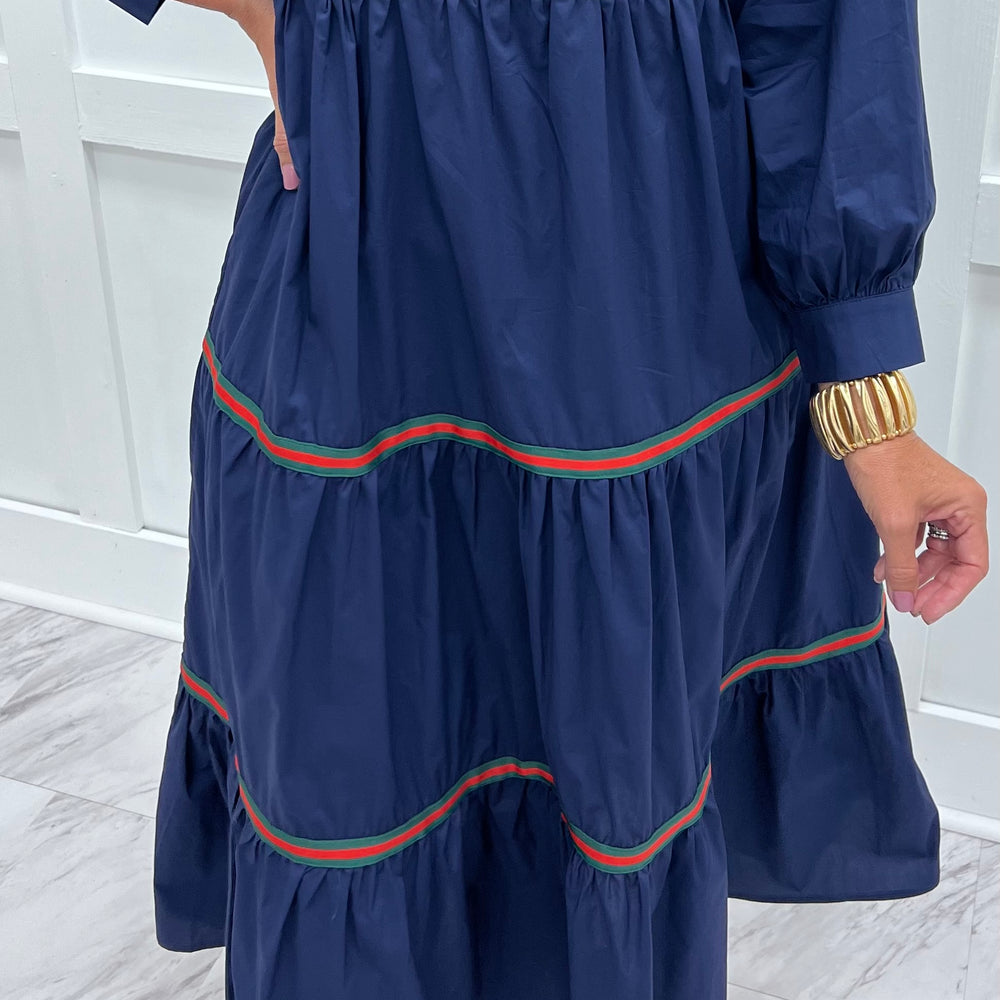 Natalie Navy Blue Midi Dress