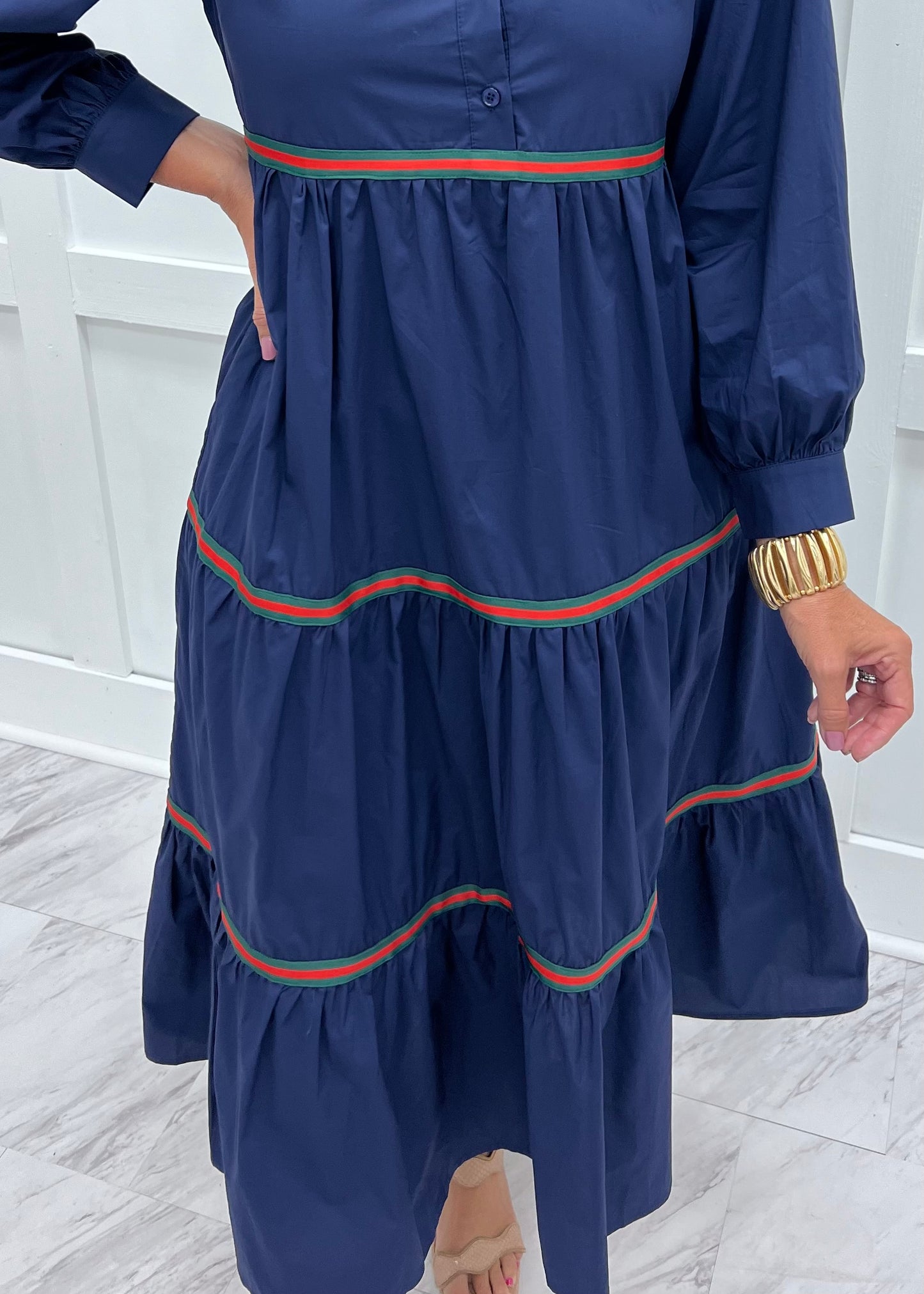 Natalie Navy Blue Midi Dress