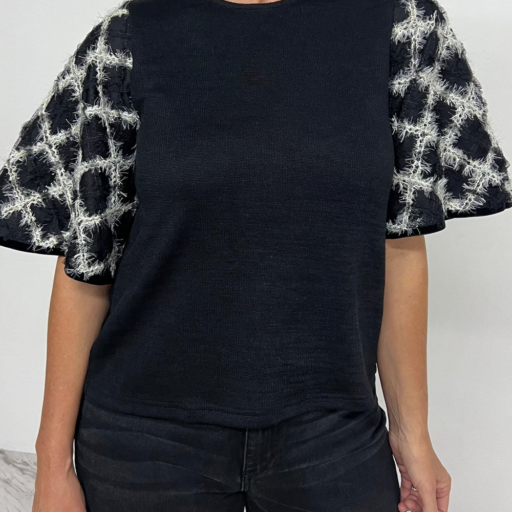 
                  
                    Allure Black + Embellished Sleeve Top
                  
                