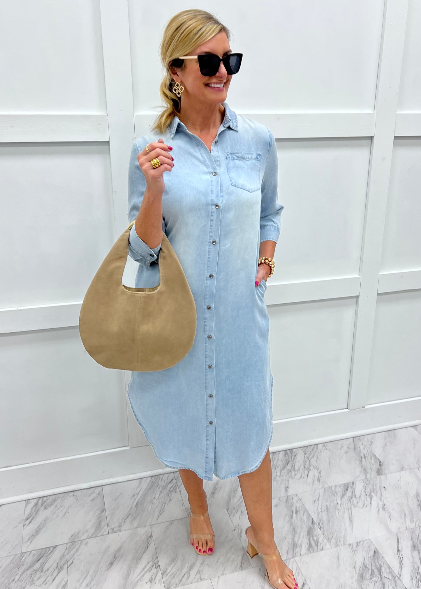 Daria Denim Button Shirt Dress