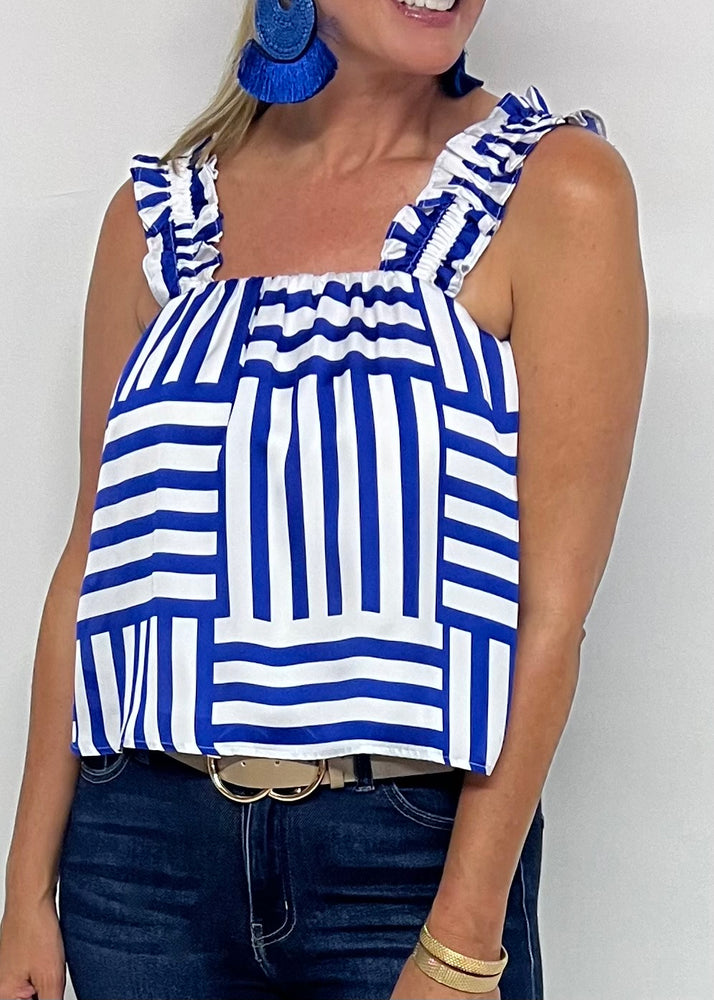 The Ashland Blue + White Tank Top - FINAL SALE