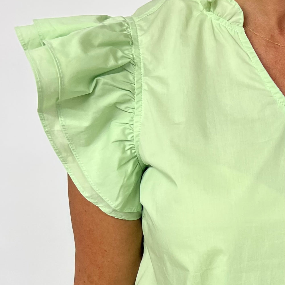 Delaney Green Ruffle Sleeve Top
