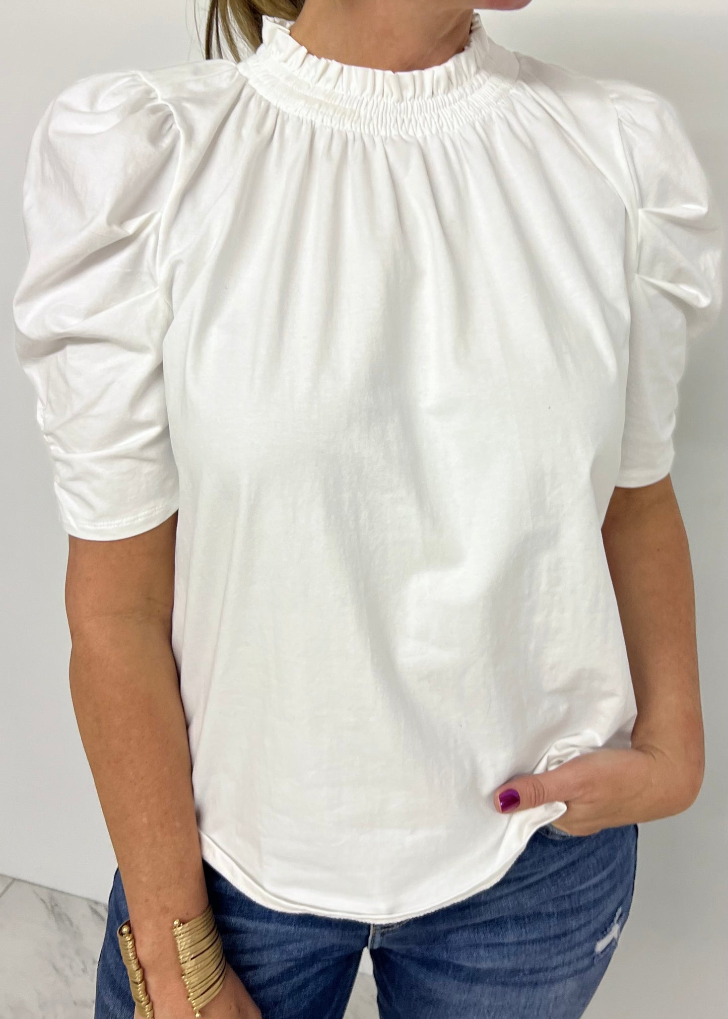 Alys White Smocked Top