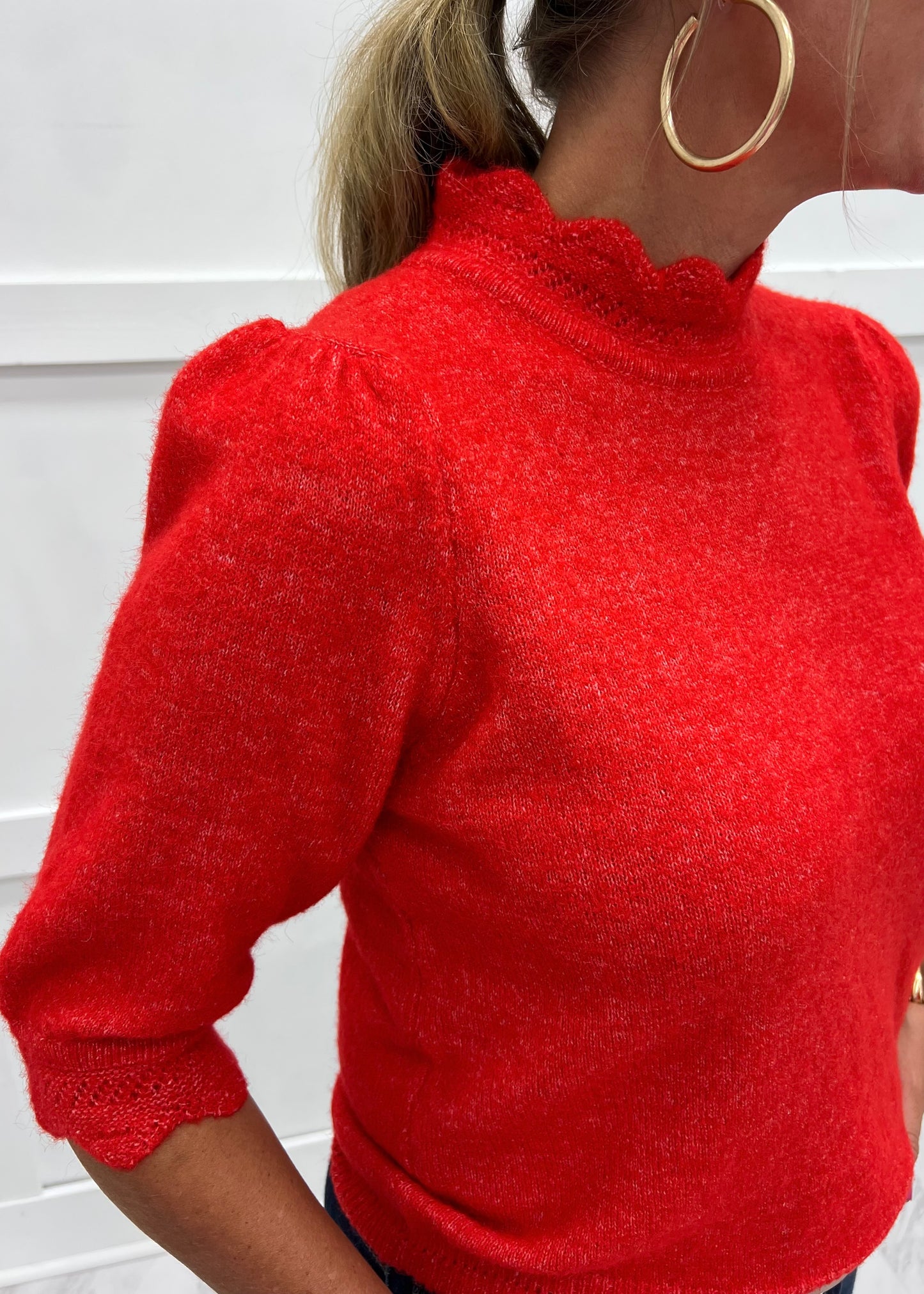 Elevate Scallop Sweater (Red)