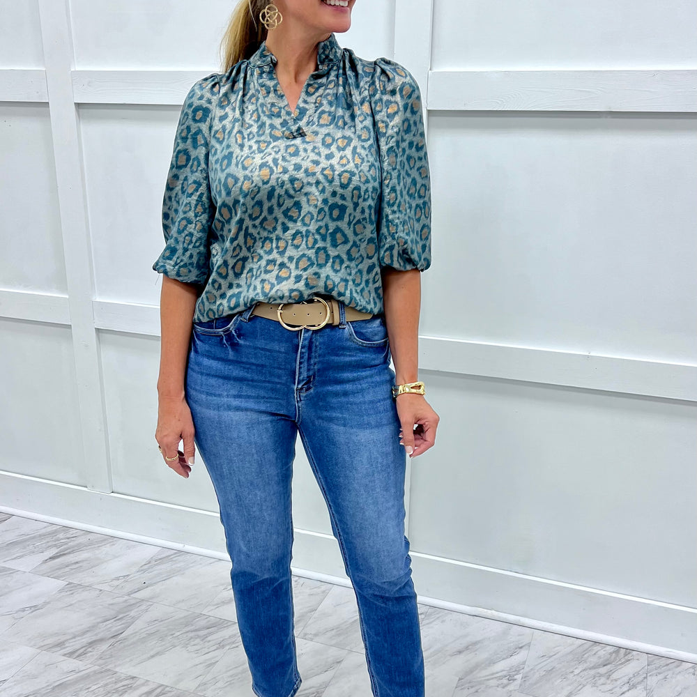 Luna Leopard Top (Teal)