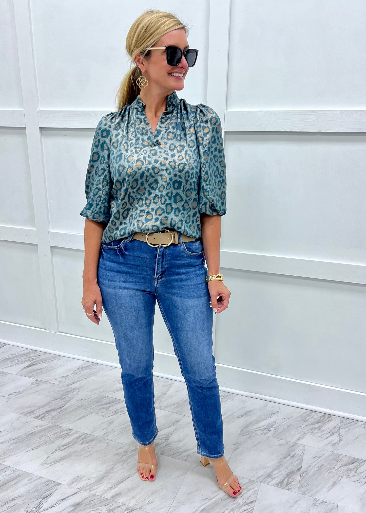 Luna Leopard Top (Teal)