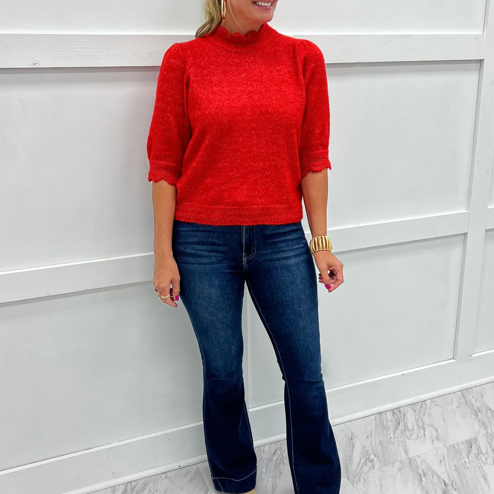 Elevate Scallop Sweater (Red)