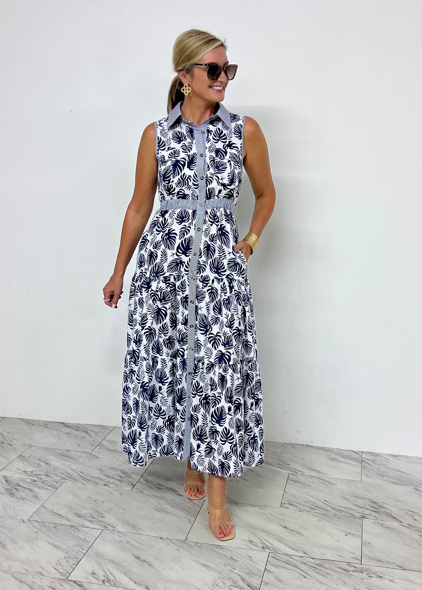 Midnight Palm Maxi Dress