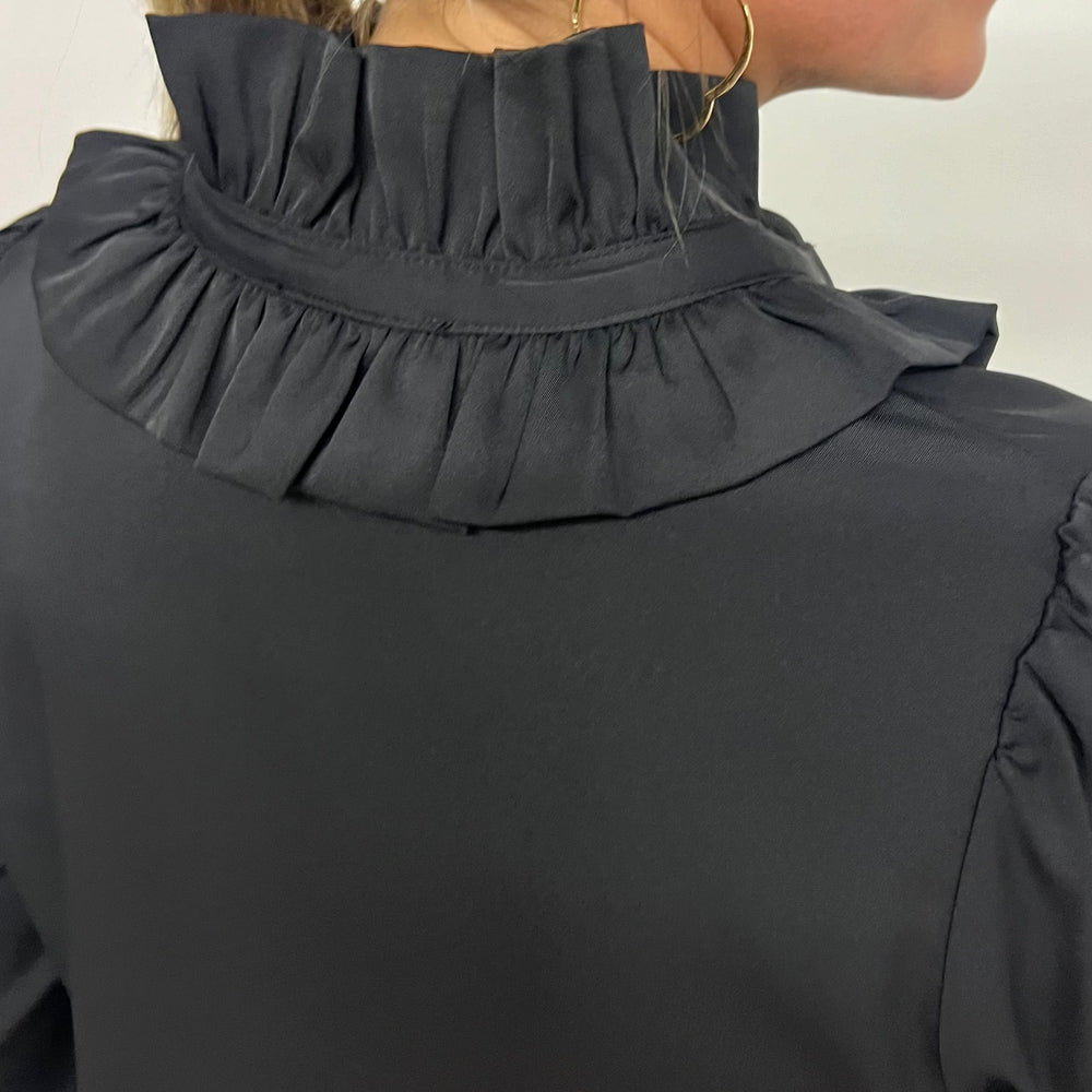 Hollis Pleat Neck Top (Black) - FINAL SALE