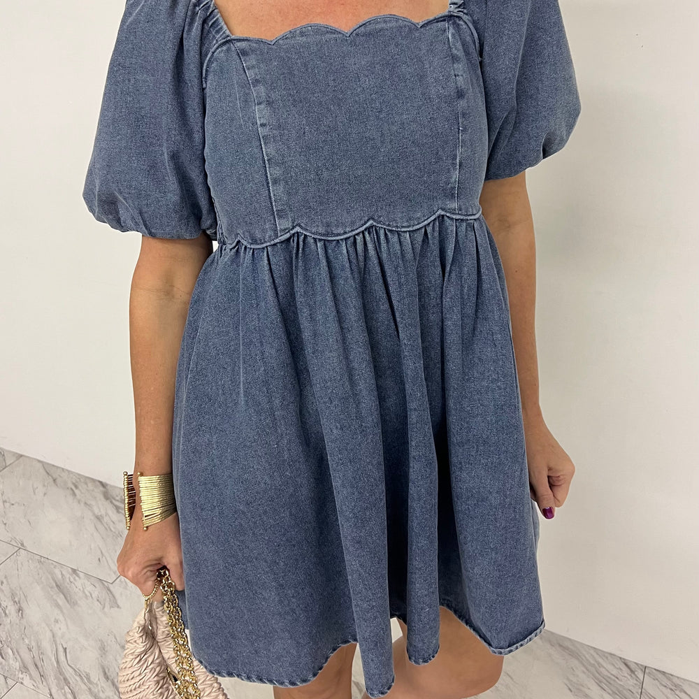 
                  
                    Cannon Puff Sleeve Denim Dress
                  
                