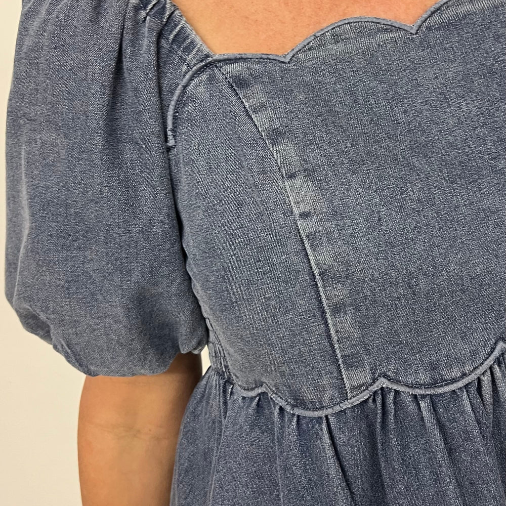 
                  
                    Cannon Puff Sleeve Denim Dress
                  
                