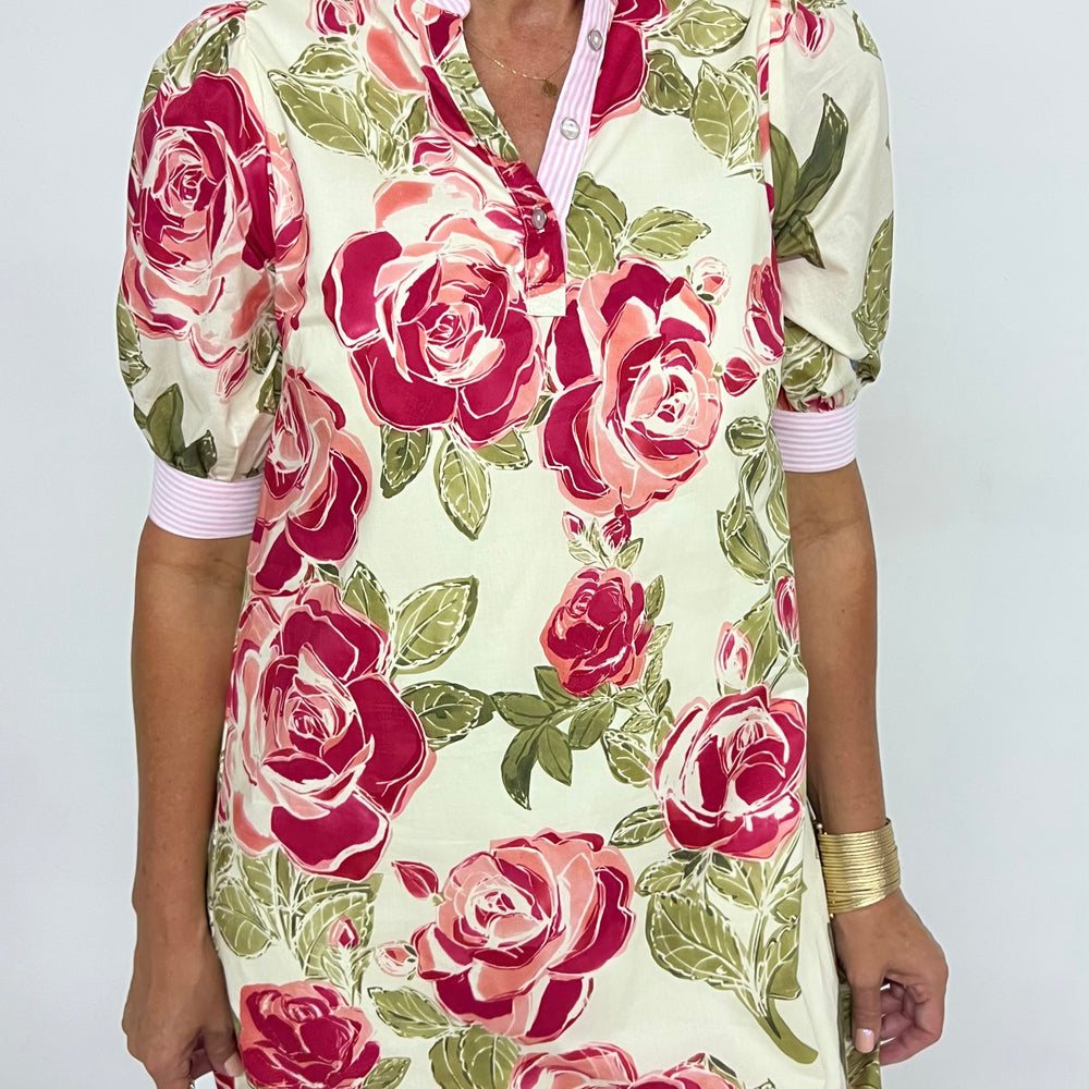 
                  
                    Vera Flower + Stripe Dress
                  
                