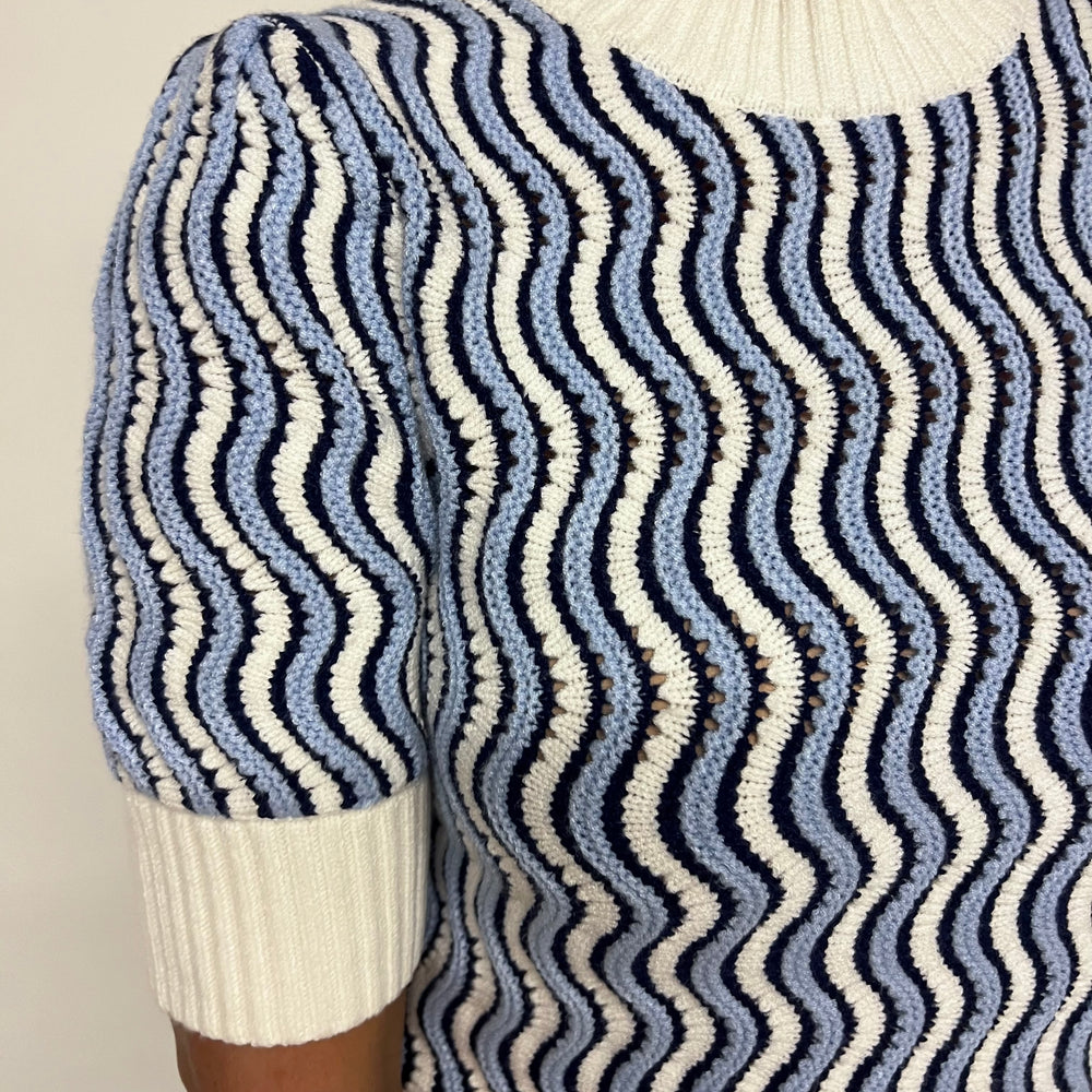 Blue Wave Short Sleeve Sweater