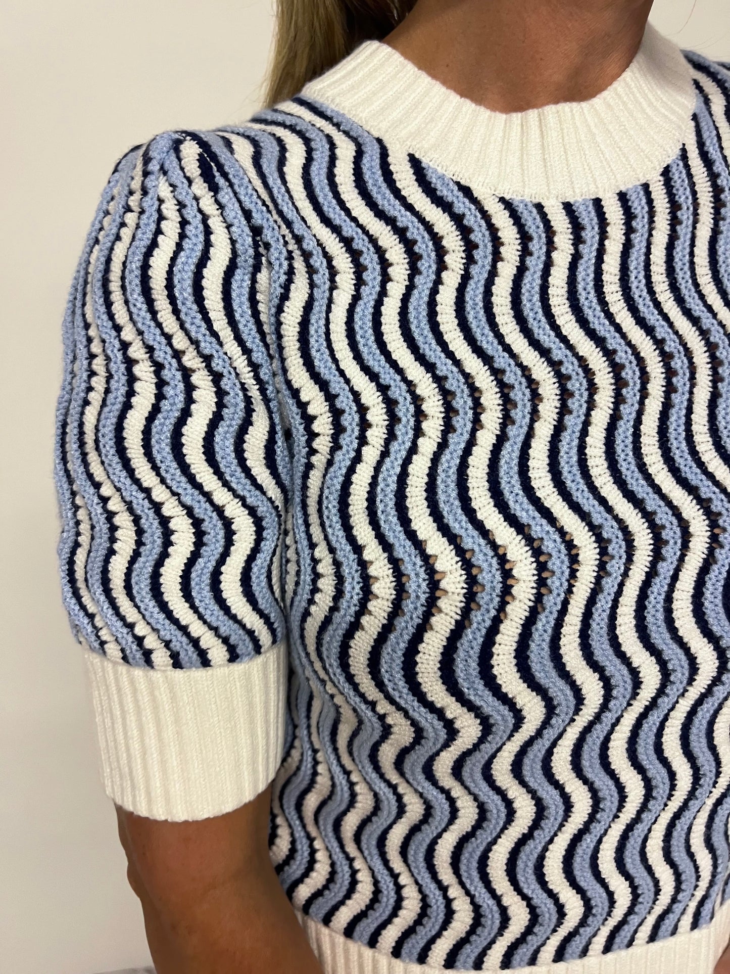 Blue Wave Short Sleeve Sweater