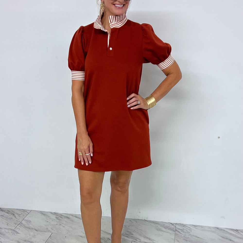 
                  
                    Captiva Stripe Collar Dress (Rust)
                  
                