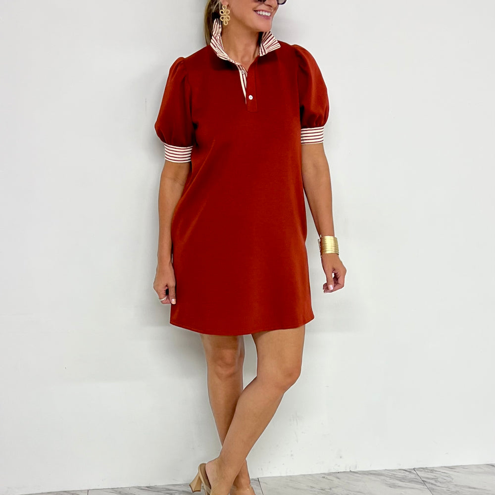 
                  
                    Captiva Stripe Collar Dress (Rust)
                  
                