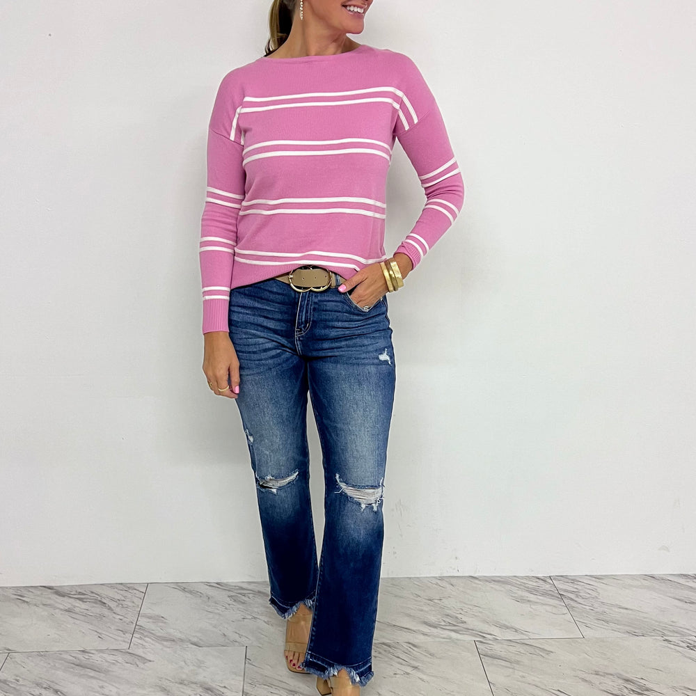 Perrin Stripe Pink Sweater