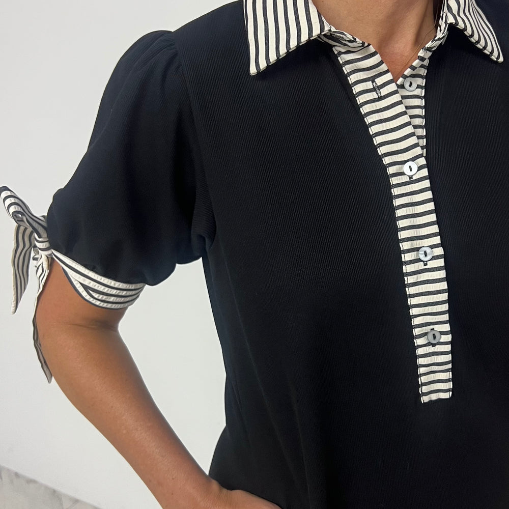 
                  
                    Waverly Stripe Detail Dress (Black)
                  
                