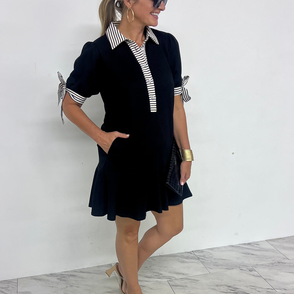 Waverly Stripe Detail Dress (Black)