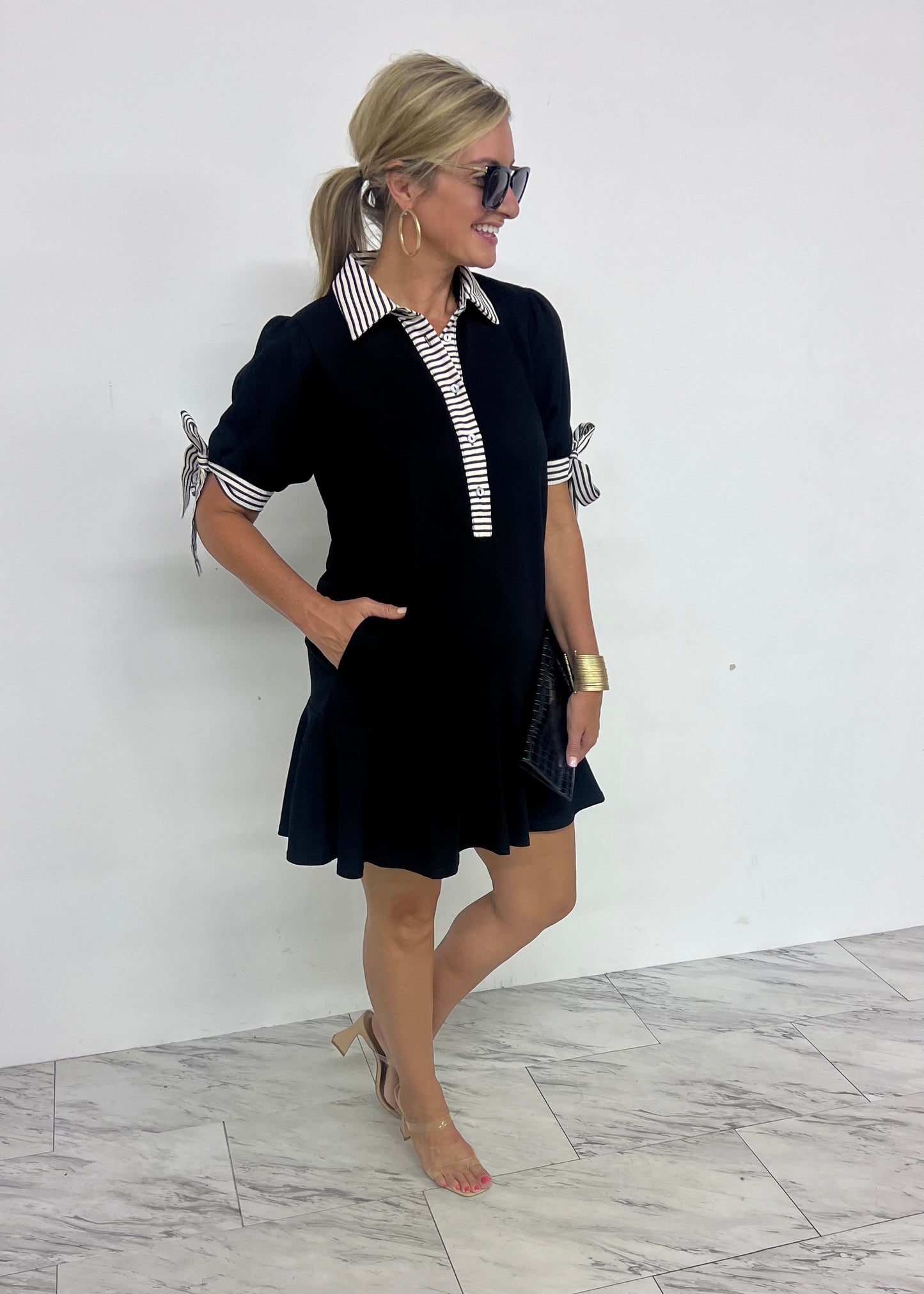 Waverly Stripe Detail Dress (Black)