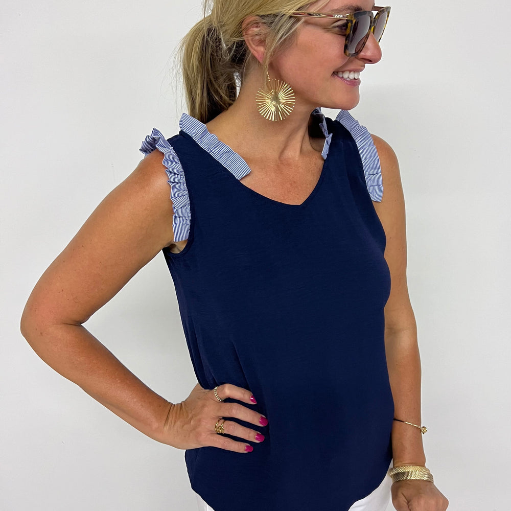 Dawson NAVY + Stripe Top - FINAL SALE