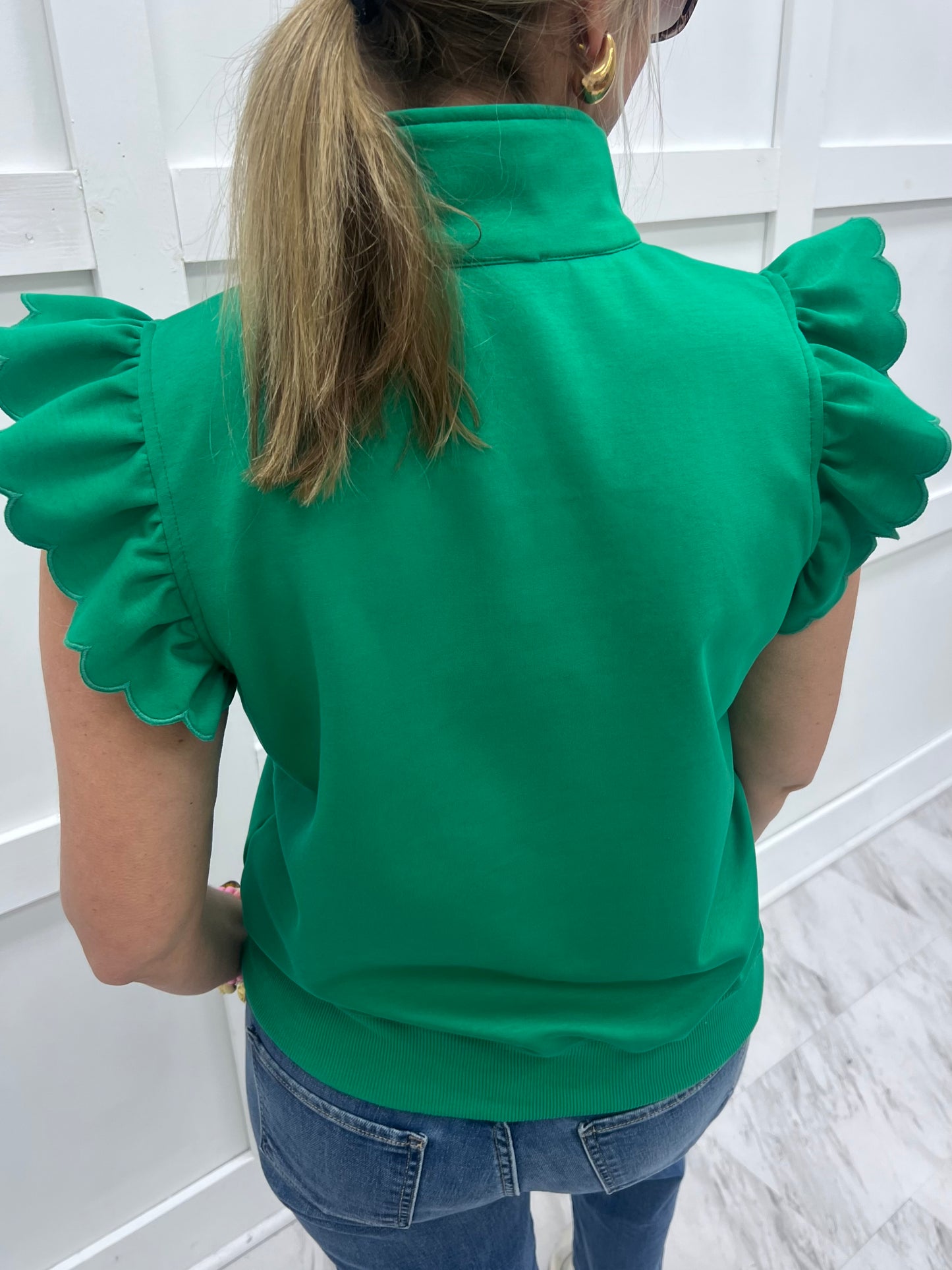 Adley Scallop + Zipper Top (Green)