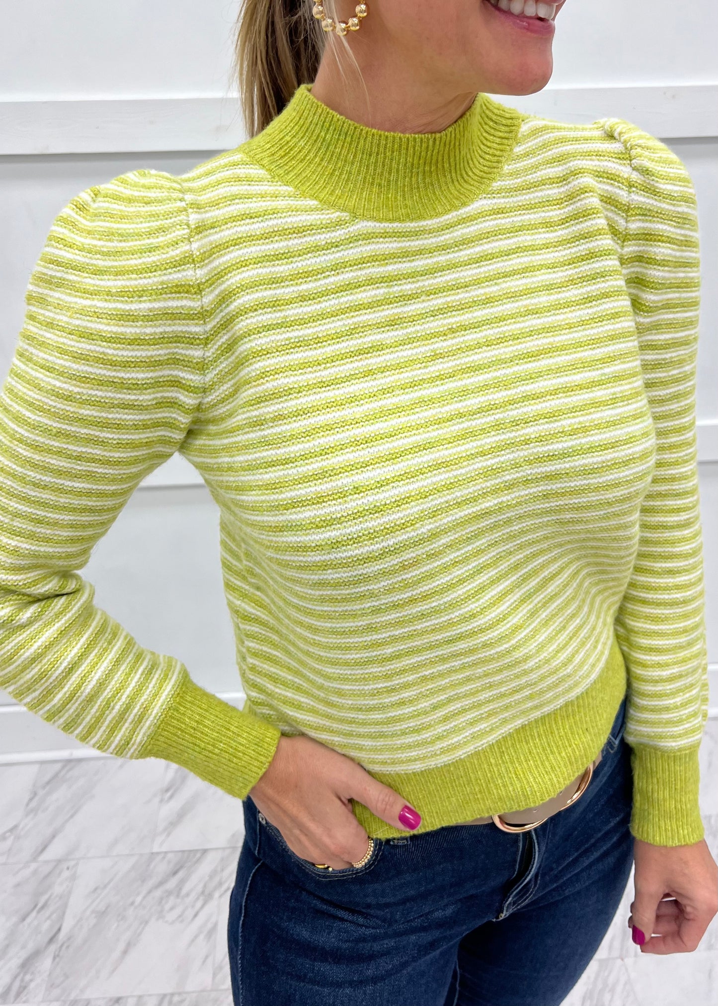 Serafina Stripe Sweater (Lime)