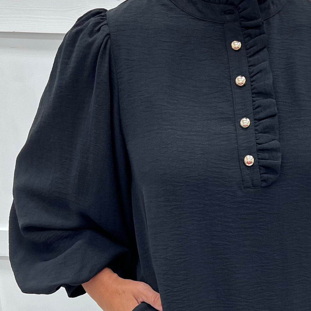 Astoria Black Button Dress