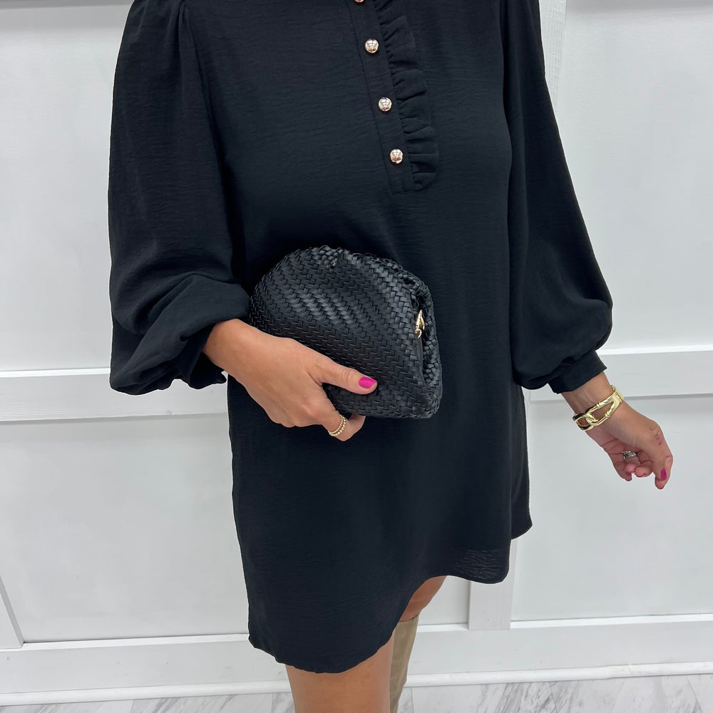 Astoria Black Button Dress